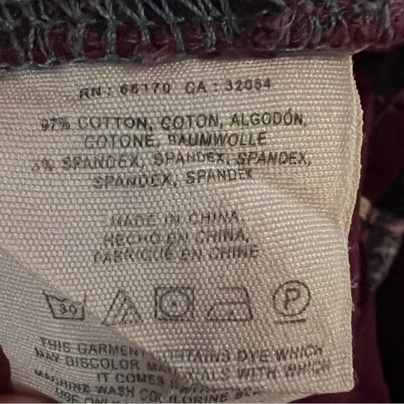 ANTHROPOLOGIE PILCRO FIT STET BURGUNDY CORDUROY ANKLE ZIP PANTS - Size 29 - Picture 9 of 16